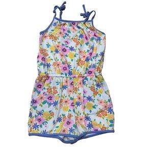 Cat & jack white sleeveless floral romper Girls size large 10–12 1387